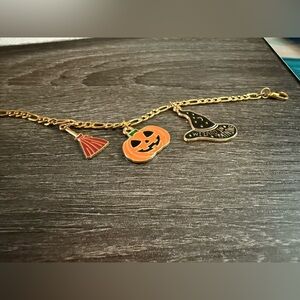 New Set of 2 Handmade Gold Halloween Charm Bracelets